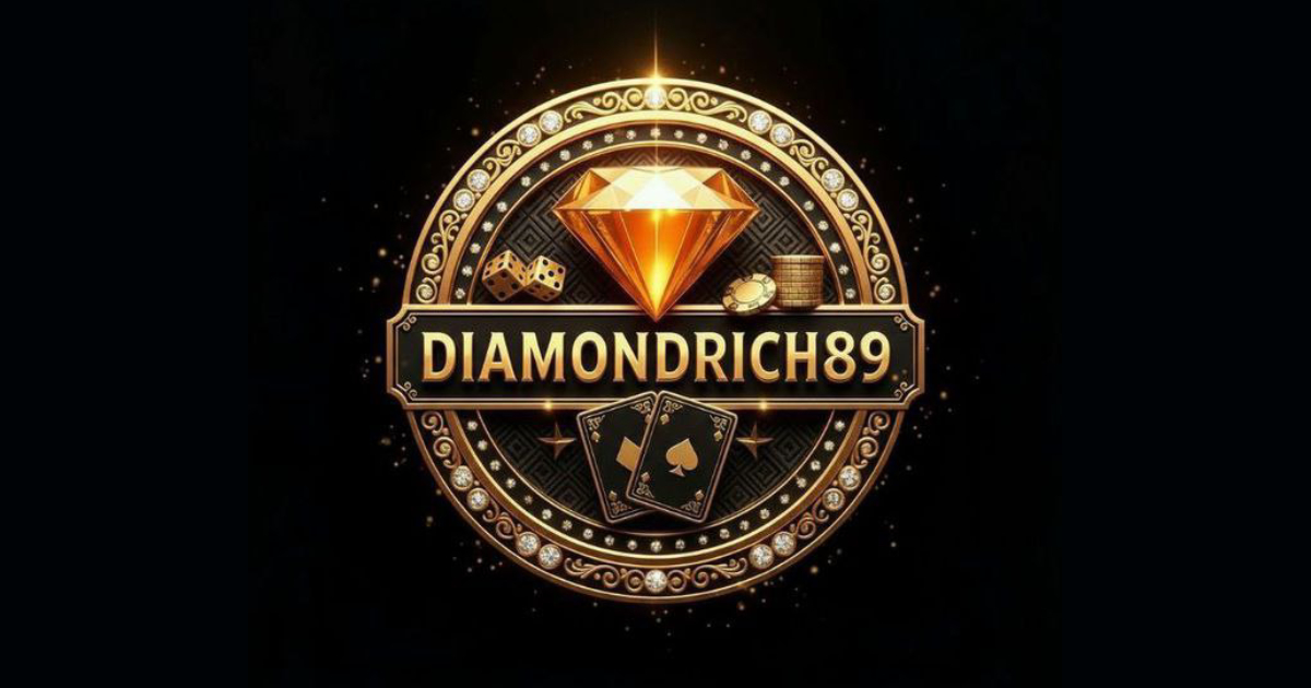 Main banner showing DIAMONDRICH89 mobile gaming app with players on phone screens